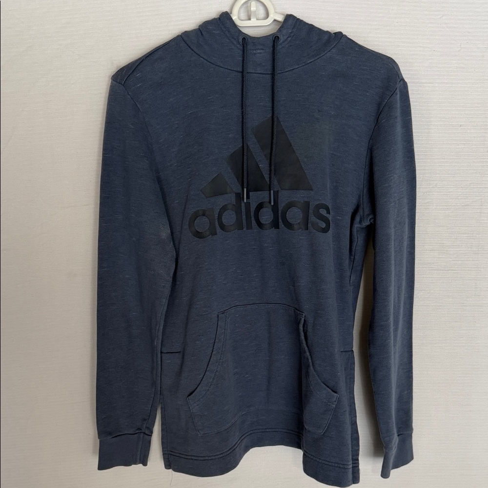 Adidas Men's Dark Blue Hoodie with Black Logo
